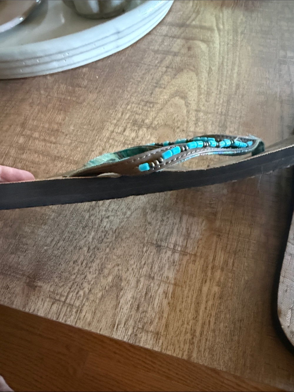 Turquoise Beaded Women's Flip Flops - Picture 6 of 6